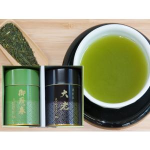 ギフト濃煎茶大老 松缶（８０g）吟上純米茶 御所の春（８０g） 　詰合せ｜shinise-oosawa