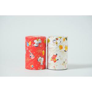 干支缶(午うまver) 濃煎茶50g入×2本　赤色と銀色 ※人気色セット