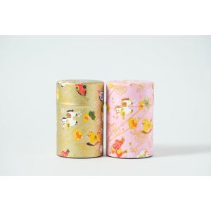 干支缶(午うまver) 濃煎茶50g入×2本　金色とピンク色