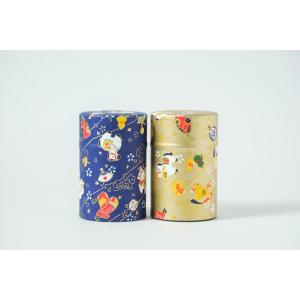 干支缶(午うまver) 濃煎茶50g入×2本 金色と紺色 ※人気色セット
