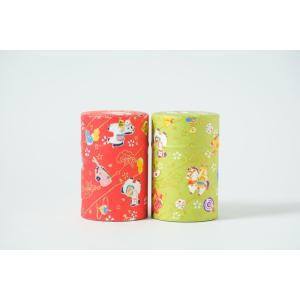 干支缶(午うまver) 濃煎茶50g入×2本　赤色と緑色