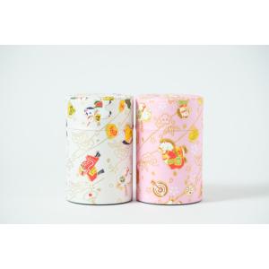 干支缶(午うまver) 濃煎茶50g入×2本　銀色とピンク色