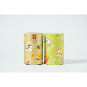 干支缶(午うまver) 濃煎茶50g入×2本　金色と緑色