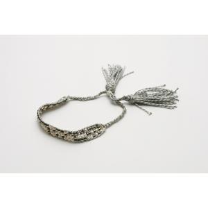 淡水真珠/ナバホパールブレスレット　3.0-3.5mm　四つ編み仕様　ミサンガ 淡水真珠/ナバホパールブレスレット 3.0-3.5mm ホワイト/メタル