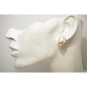 マベ真珠パールピアス 19×14mm ホワイト...の詳細画像3