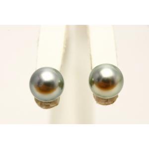 タヒチ黒蝶真珠パールピアス 9mm ブラックグレ...の商品画像
