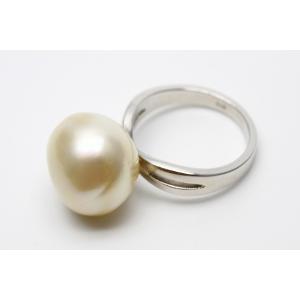 南洋白蝶真珠パールリング【指輪】　14mm　クリームカラー　シルバー製リング枠