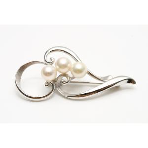 アコヤ真珠パールブローチ　7.0-7.5mm　ホワイトカラー　シルバー製