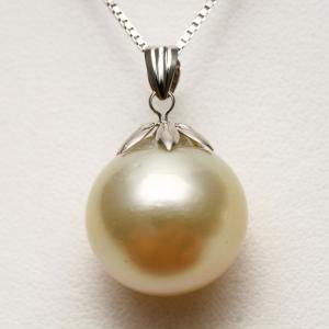 南洋白蝶真珠パールペンダントトップ 13mm ナチュラルゴールドカラー