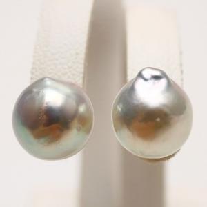 アコヤ真珠パールピアス 9.0-9.5mm 無調色 ホワイトピンクカラー K14WG 
