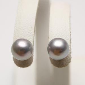 タヒチ黒蝶真珠パールピアス 10mm ブラックカラー K14WG製 : 真珠