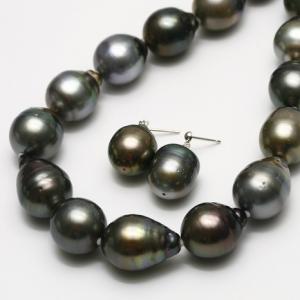 ピアス ブラックパール タヒチ黒蝶真珠10mmスタッドピアス ホワイト