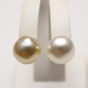 タヒチ黒蝶真珠パールブラピアス ケシ 10mm マルチカラー K14WG製 