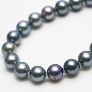 タヒチ黒蝶真珠パールネックレス 14-10mm マルチカラー : 真珠