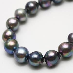 アコヤ真珠パールネックレス 9.0-10.0mm ブラック系マルチカラー アコヤ真珠パールネックレス 9.0-10.0mm ブラック系マルチカラー