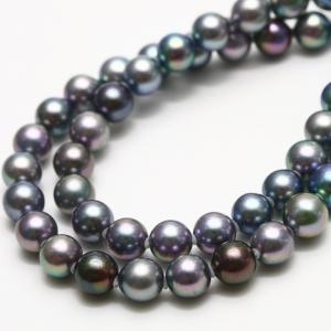 南洋白蝶/タヒチ黒蝶真珠パールロングネックレス マルチカラー 13-8mm