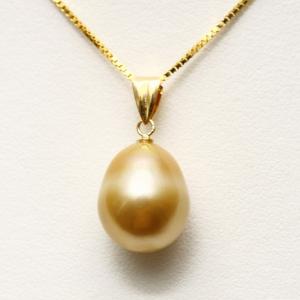 南洋白蝶真珠パールペンダントトップ　11mm　ナチュラルゴールドカラー　K18製