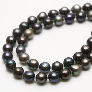 タヒチ黒蝶真珠パールピアス ケシ 8×5mm マルチカラー K14WG製 : 真珠 