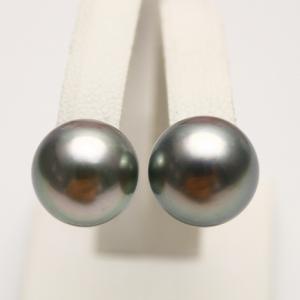南洋白蝶真珠パールピアス 11mm ナチュラルゴールドカラー K18製 