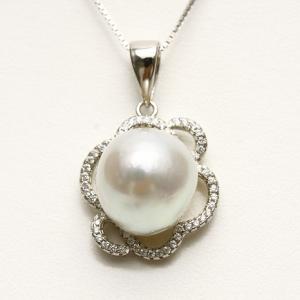 南洋白蝶真珠パールペンダントトップ　16×15mm　ホワイトカラー　K14WG製 南洋白蝶真珠パールペンダントトップ 16×15mm ホワイトカラー K14WG製