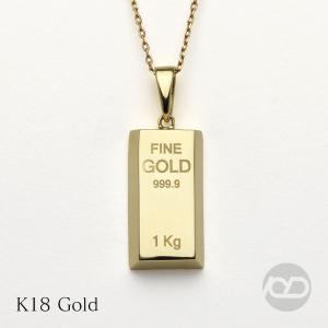 インゴットモチーフ ペンダント ネックレス 地金 18金 k18 18k 貴金属 ゴールド シンプル ゴージャス レディース 普段使い プレゼント ギフト ジュエリー pu