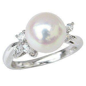 花珠真珠 パール リング パールリング 真珠リング 真珠指輪 あこや本真珠 9mm 純プラチナ pt...