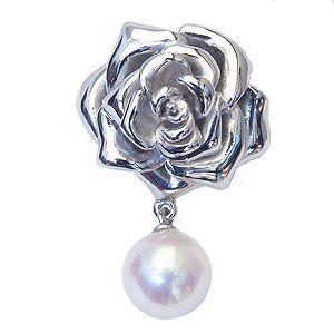 ブローチ 花 パールブローチ 真珠 ピンズ あこや本真珠 8mm-8.5mm