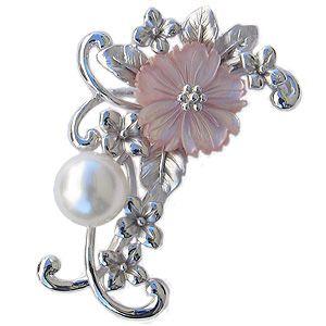ブローチ 花 パール 真珠 ゴールデンパール 南洋白蝶真珠