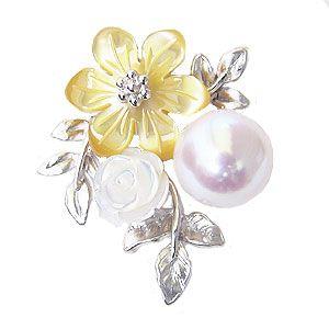 ブローチ 花 真珠 パール パールブローチ ピンズ あこや本真珠 8mm
