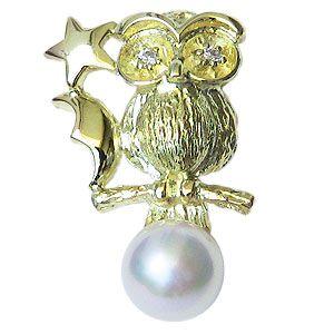 ブローチ パール あこや真珠 ふくろう ピンブローチ ラペルピン K18ゴールド ダイヤモンド 入学式 卒業式 手作り Autoliftpartsplus Com
