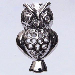 メンズジュエリー ファッション ふくろうブローチ K18ホワイトゴールド ピンブローチ 手作り ラペルピン 手作り ピンブローチ B Kom 8515 真珠の杜