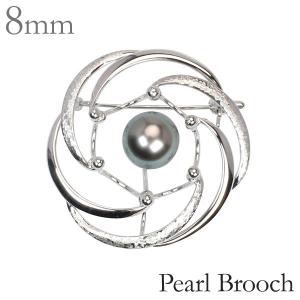 ブローチ パールブローチ k18 ホワイトゴールド ダイヤモンド ブラック