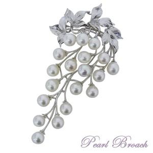 本真珠 ブローチ 葡萄 シルバー パール ブローチ 真珠ブローチ フォーマル ブドウ 葡萄 ぶどう