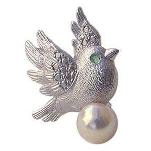 真珠 パール 小鳥 バード ピンズ ブローチ ピンブローチ ラペルピン