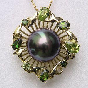 黒真珠 ペンダントトップ ブラック パール ネックレス ホワイト