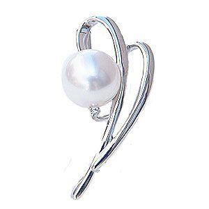 パール ブローチ 南洋真珠 真珠ブローチ k18 ホワイトゴールド