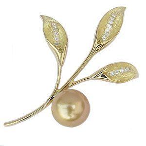 K18ブローチ、トップ南洋ゴールド パール付き 楽天市場】K18 南洋真珠 ブローチ 12mm up/ブルーイッシュ
