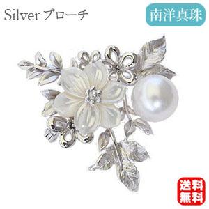 パール花モチーフブローチ シルバー製 ネックレストップ 帯留 未使用 パール花モチーフブローチ シルバー製 ネックレストップ 帯留 未使用