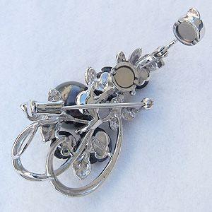 ブローチ 花 パール ブローチ 真珠 ブラック...の詳細画像3