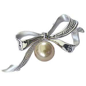 ブローチ 花 パール 真珠 ゴールデンパール 南洋白蝶真珠