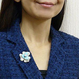 ブローチ 花 ターコイズ トルコ石 ペンダント...の詳細画像1