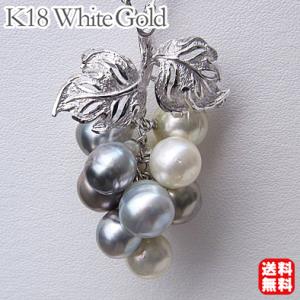 ブローチ 真珠 パール タヒチ黒蝶真珠 南洋白蝶真珠 ダイヤモンド 9.4