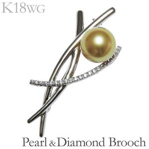 ブローチ 花 枝 モチーフ 珠色ホワイト系 10mm大珠 南洋白蝶真珠 0.11