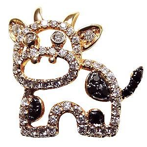 ブローチ ヤモリデザイン トカゲ ペンダント兼用可 ダイヤモンド k18