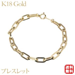 ブレスレット チェーンブレスレット バングル ゴールドブレスレット k18 18金 18k イエローゴールド ペーパークリップ 1.25 デザインブレス レディース pu｜shinjunomori