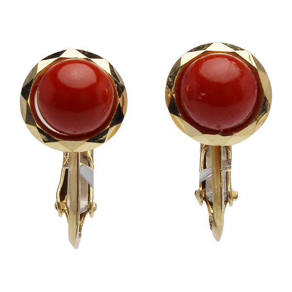 イヤリング レディース 珊瑚 k18 18金 イエローゴールド 胡渡サンゴ さんご サンゴ コーラル...