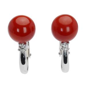 珊瑚　イヤリング　新品！ 楽天市場】血赤珊瑚 イヤリング サンゴ さんご ダイヤ K18 18金