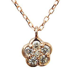 ダイヤモンド ネックレス ペンダント k18 ピンクゴールド 花