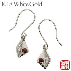 ダイヤモンド ピアス ダイヤピアス フックピアス ガーネット k10 10k