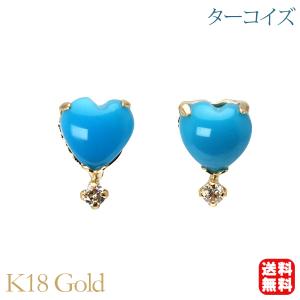 ターコイズ ピアス トルコ石 フックピアス 2連ピアス k18 18k 18金